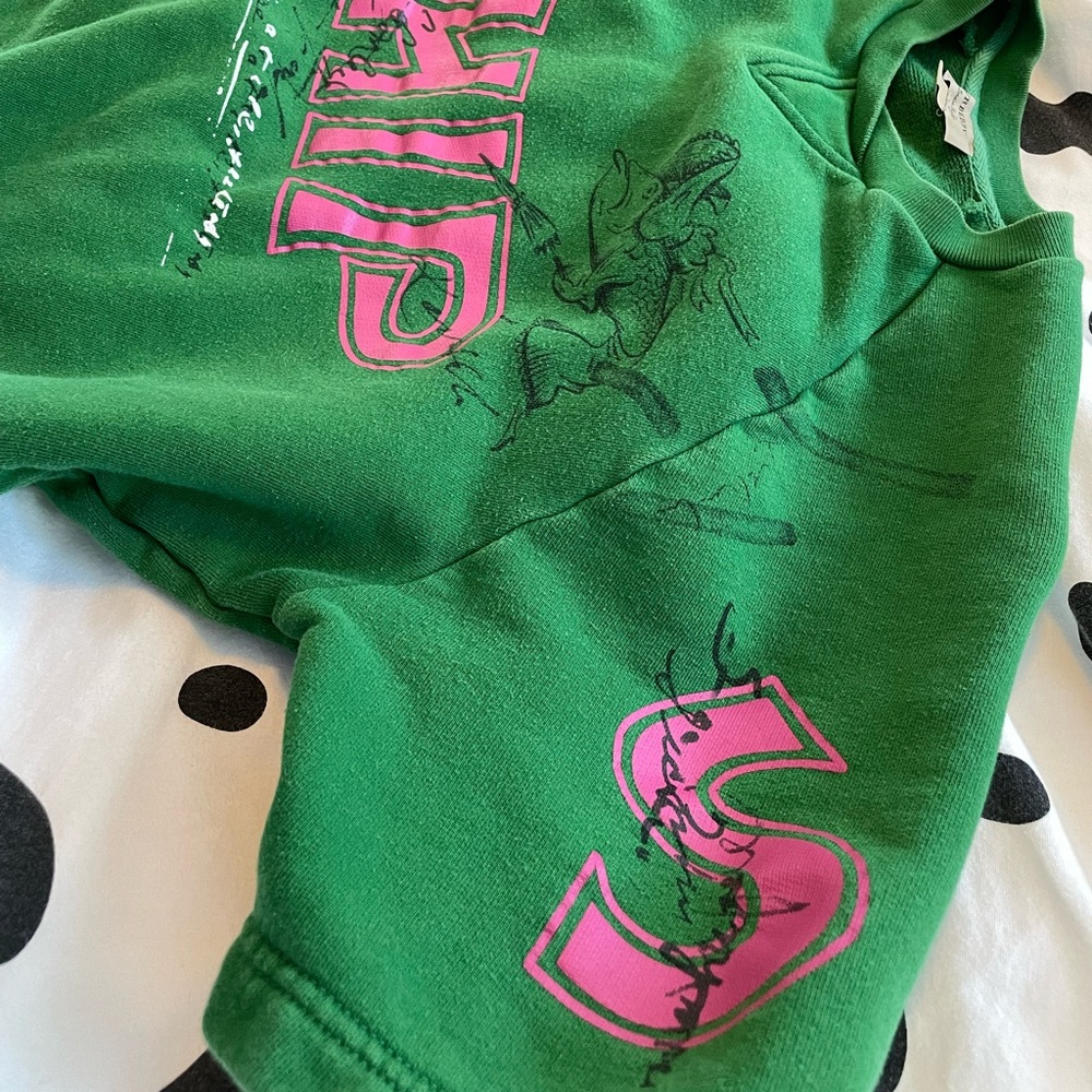 Fish And Chips Print Cotton Sweatshirt In Pigment Green - Picture 6 of 9